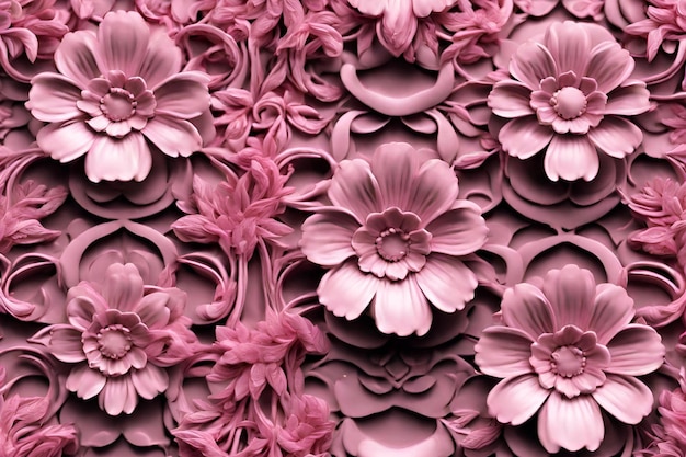 Padrão 3D com flores cor-de-rosa detalhes intrincados 44