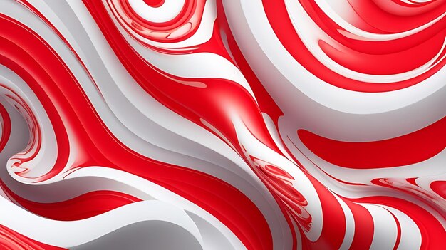 Foto padrão 3d vermelho e branco abstrato com ondas de fundo abstratas