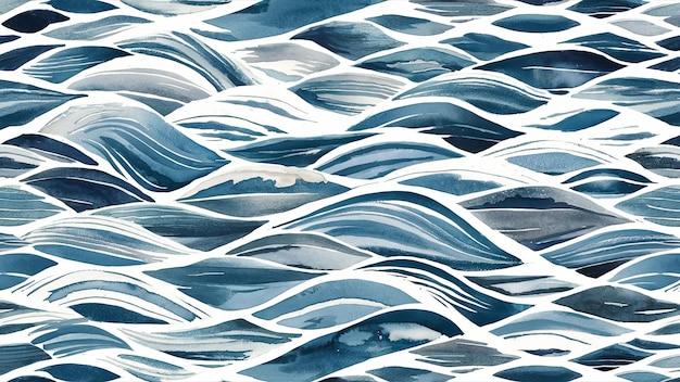 Padrão abstrato de ondas azuis pintado com um efeito de aquarela perfeito para uma estética serena e moderna fundo decorativo simples e bonito com ilustração de ondas