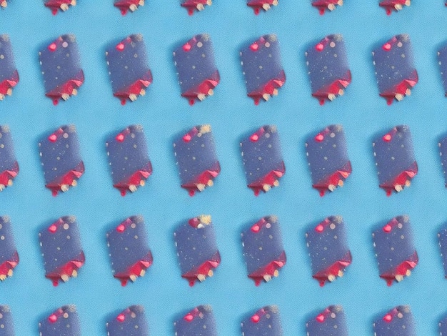 Foto padrão abstrato repetir para um gelo pops pequenos objetos cinza fundo vermelho e azul escuro