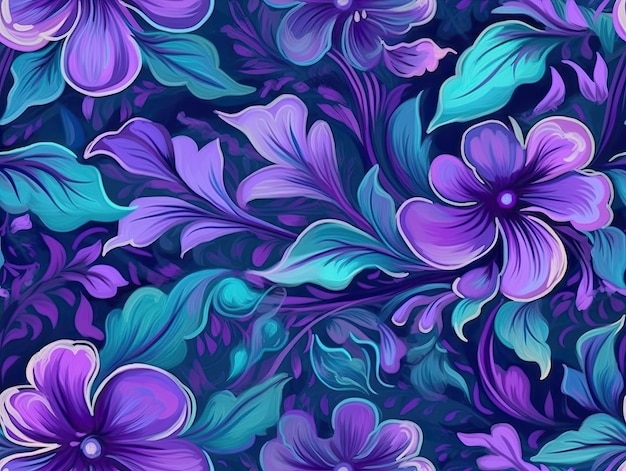 Padrão botânico sem costura flores ilustração papel de parede design de fundo Generative AIxA