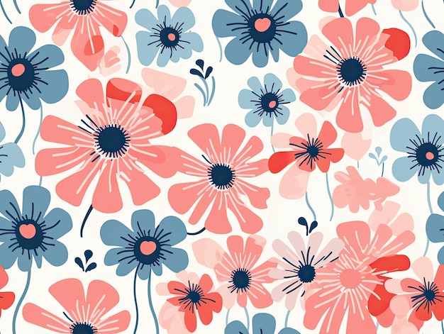 Padrão botânico sem costura flores ilustração papel de parede design de fundo IA generativa