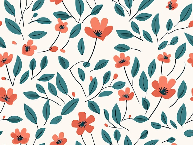 Padrão botânico sem costura flores ilustração papel de parede design de fundo IA generativa