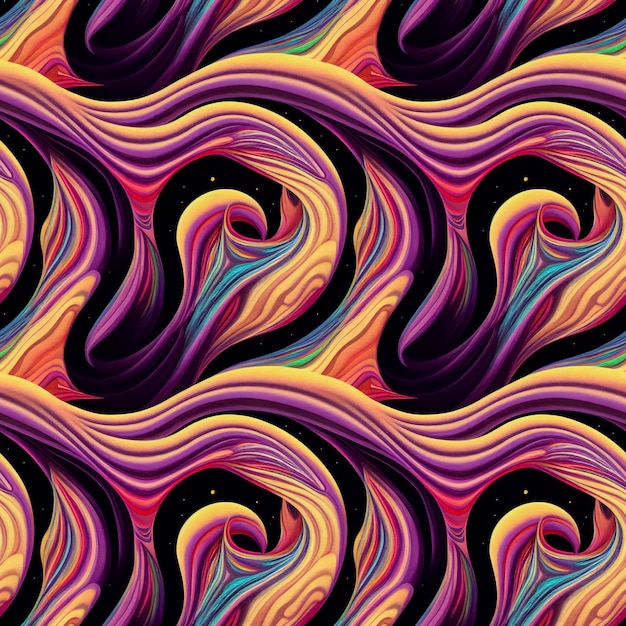 Padrão cósmico sem costura psicodélico retro trippy fundo futurista abstrato