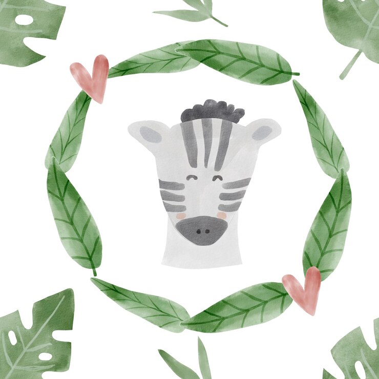 Foto padrão de aquarela de animais africanos animal da selva rosto de zebra sem costura fundo aquarela ilustração de animais selvagens pintados à mão isolada no fundo branco wallart do berçário