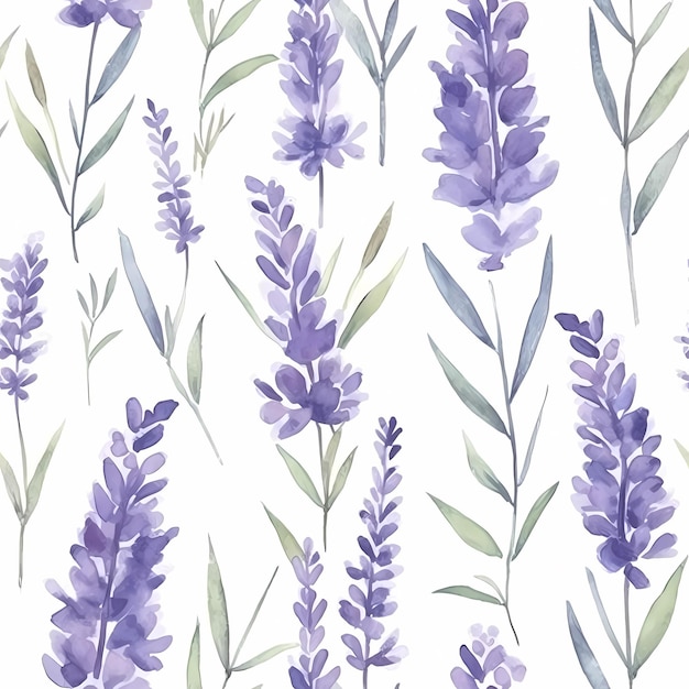 Padrão de aquarela de lavanda sem costura belo design floral vintage em tons de roxo ideal para têxteis de verão e casamentos generative ai