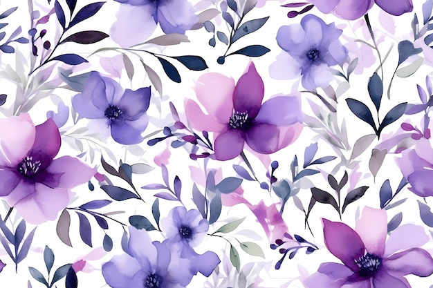 Padrão de aquarela floral sem costura inspirado na natureza em papel de parede de estilo vintage impressões e têxteis adicionando beleza artística Generative Ai