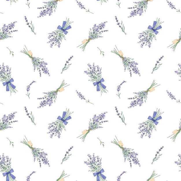Padrão de aquarela sem costura de lavanda violeta