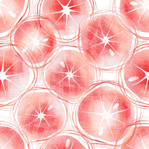 Padrão de aquarela sem emenda com ilustração de fatia de toranja isolada no fundo branco