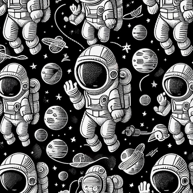 Foto padrão de arte de linha de astronauta
