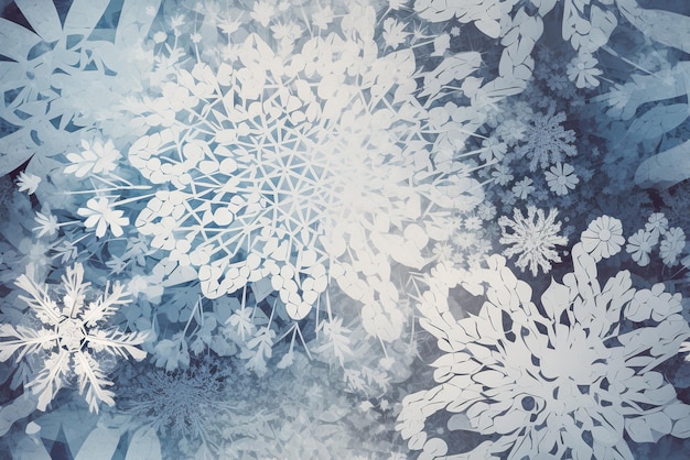 Padrão de azulejo sem costura com flocos de neve em cores pastel Generative AI