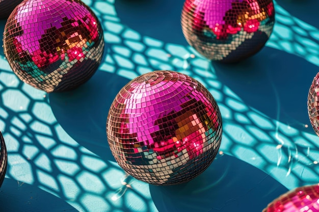 Padrão de bola de discoteca rosa abstrato sobre o fundo