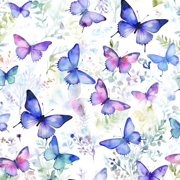 padrão de borboletas de aquarela