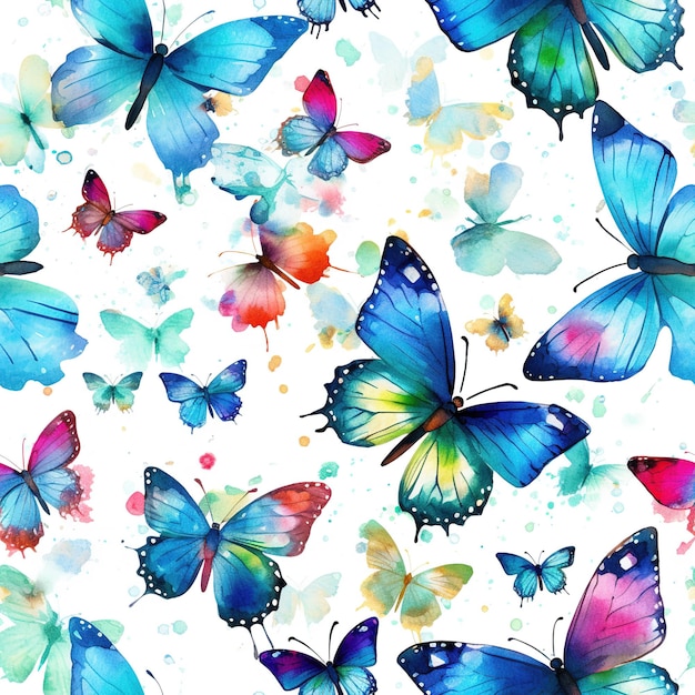 padrão de borboletas em aquarela