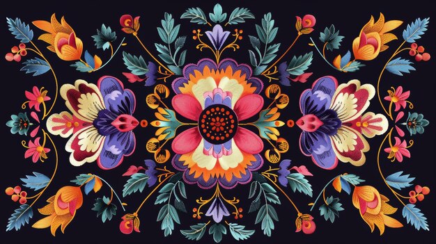 Padrão de bordado floral à moda Padrão ornamental moderno em maquete de vestido Pode ser usado para roupas, têxteis e artigos para o lar
