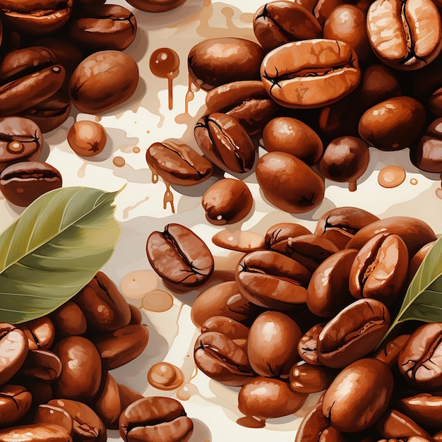 padrão de café 2d pintura a água