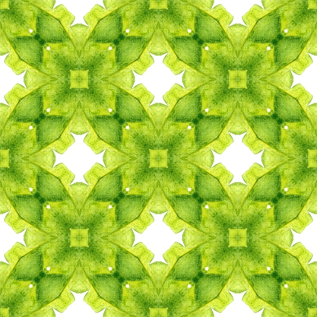 Padrão de chevron em aquarela. Design verde simpático boho chique. Borda de aquarela verde geométrica chevron. Estampado de tendência têxtil pronto, tecido de biquíni, papel de parede, embrulho.