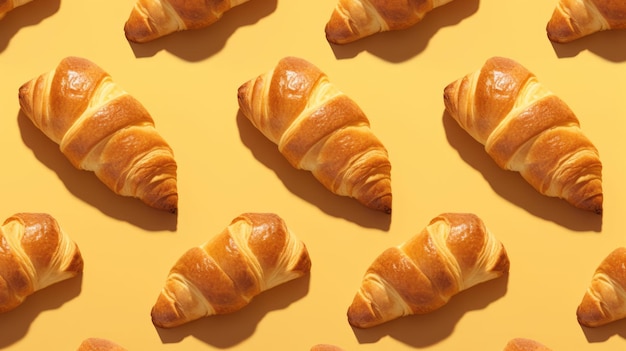 Padrão de croissant em um fundo claro Pães apetitosos Arte de padaria