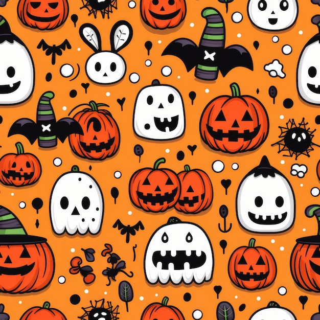 Foto padrão de desenho simples sem costura com tema de halloween ai generative