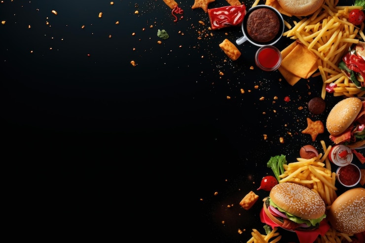 Foto padrão de design de fast food ou fundo de design de junk food