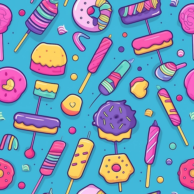 Foto padrão de doodle de doces e doces