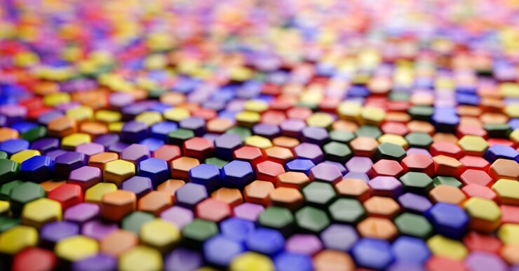 Foto padrão de favo de mel em fundo de cores do arco-íris