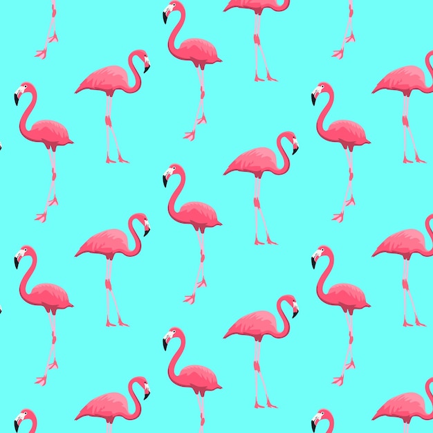 Padrão de flamingos sobre um fundo azul