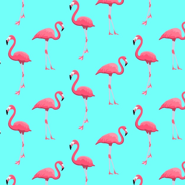 Padrão de flamingos sobre um fundo azul