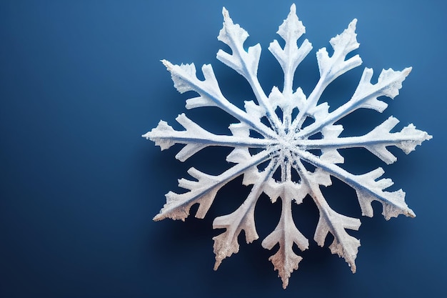 padrão de floco de neve de ilustração 3D contra um fundo de cor azul suave