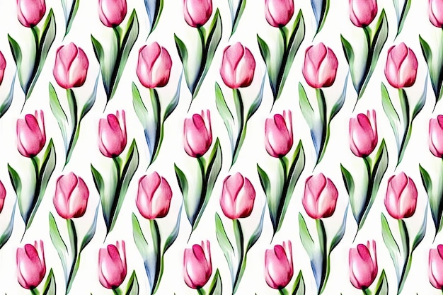 Padrão de flor AI generativa com ilustração em aquarela pastel de tulipas