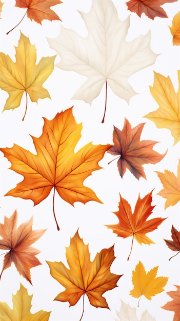 Padrão de folhas de outono isolado fundo branco abstrato da natureza