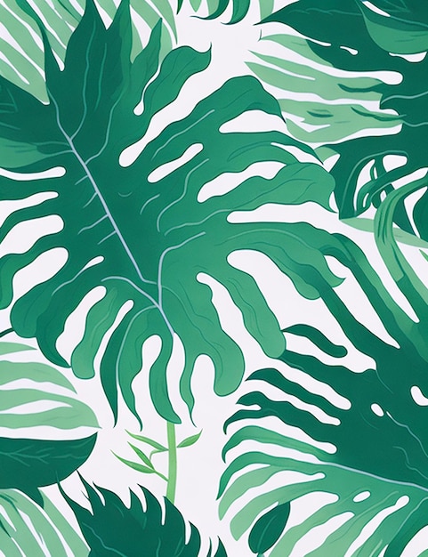 padrão de folhas de palmeira fundo grande de folhas verdes exóticas gerado por IA