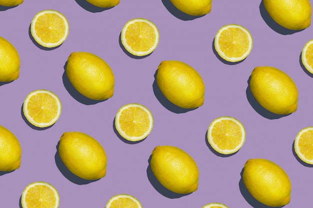 Padrão de fruta colorida de limão fresco