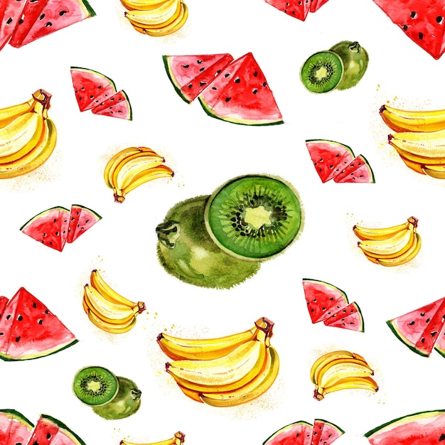 Padrão de frutas de verão em aquarela