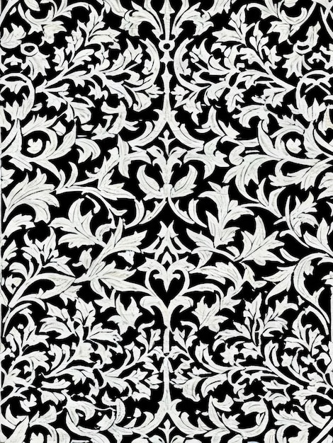 Foto padrão de fundo preto e branco art nouveau reprodução de linóleo