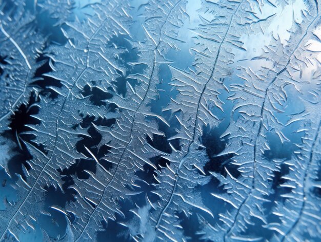 Foto padrão de gelo em vidro de inverno