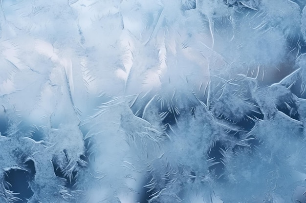 Padrão de gelo Vidro de superfície de água congelada ou vista da janela