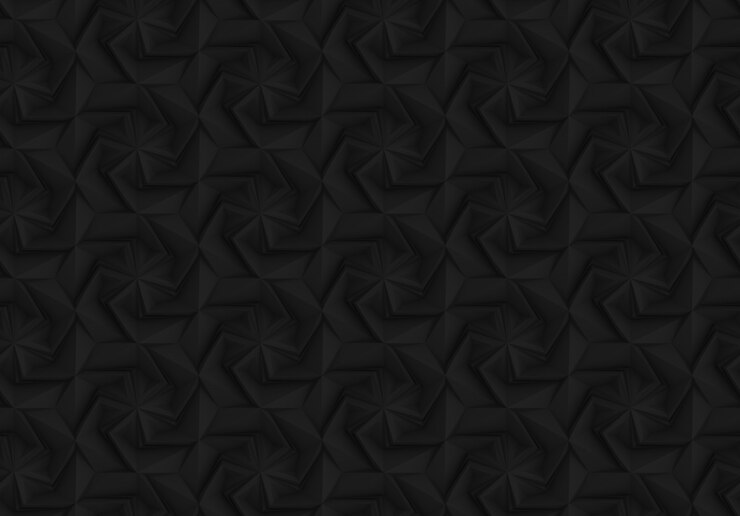 Foto padrão de geometria escura tridimensional com flores de seis pontas