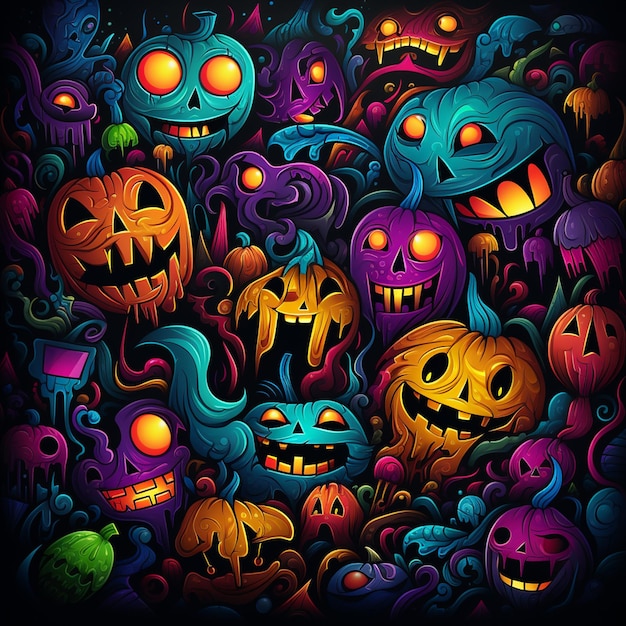 padrão de halloween de arte 2d