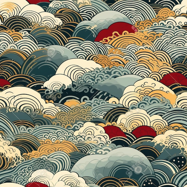 padrão de ilustração de ondas japonesas