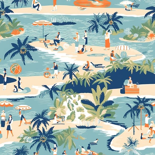 padrão de ilustração de surfista havaiano