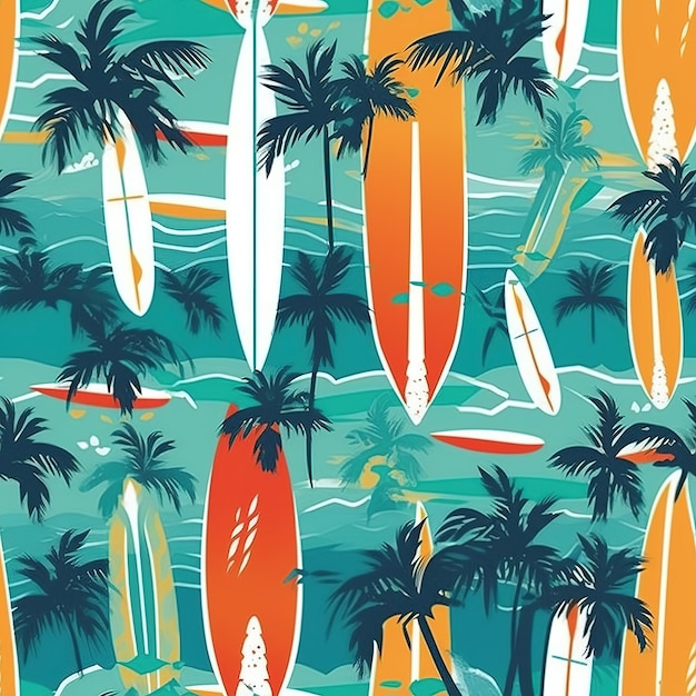 padrão de ilustração de surfista havaiano