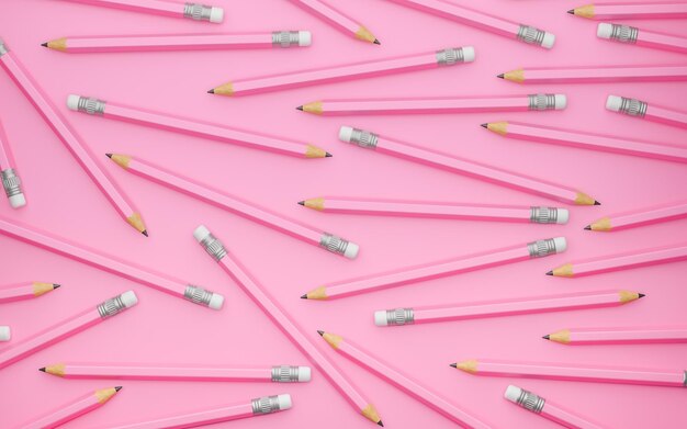 Padrão de lápis rosa em um fundo rosa