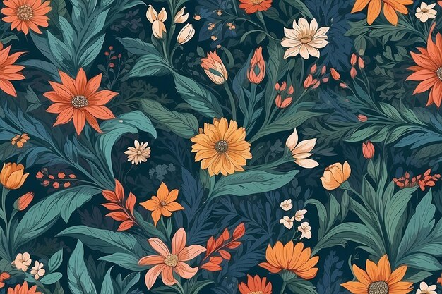 Foto padrão de liberdade floral fundo de planta para estampas de tapeçarias de moda design floral moderno perfeito para moda e decoração