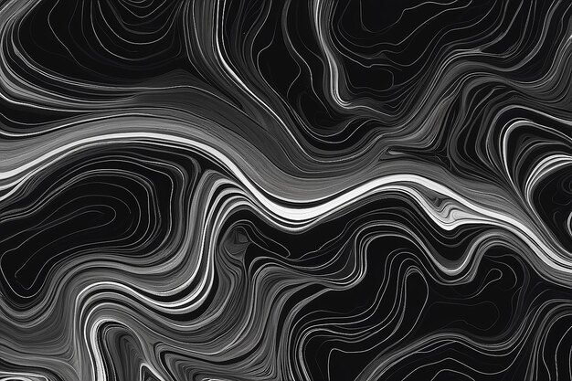 Padrão de linha topográfica de contorno abstrato em preto e branco