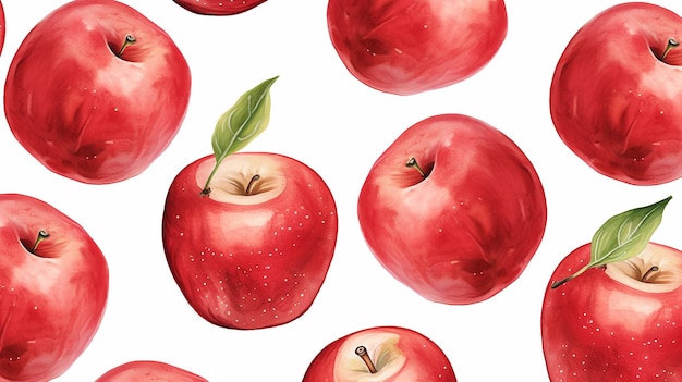 Padrão de maçã em aquarela