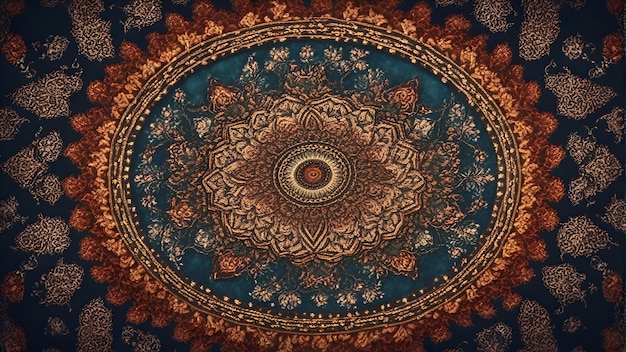 Padrão de mandala oriental em renderização 3D de estilo vintage