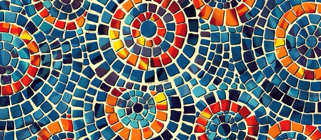 Padrão de mosaico circular abstrato em estilo desenhado à mão para desenho de tecidos e impressões