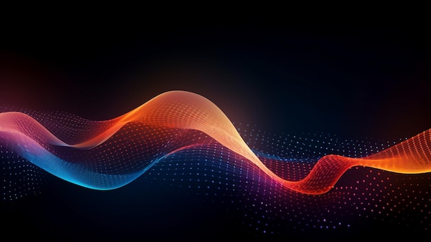 Padrão de movimento de onda abstrato em papel de parede de fundo azul escuro para tecnologia digital AI Gerado