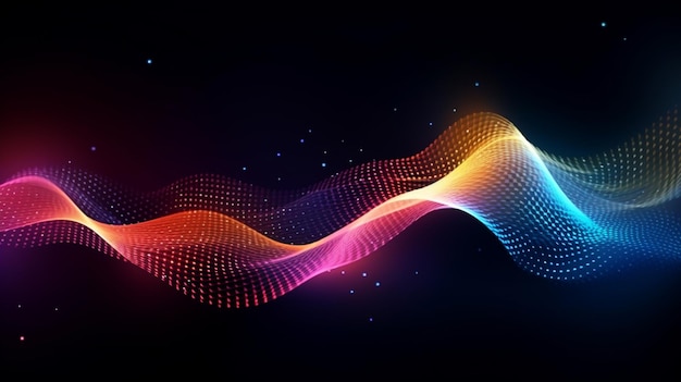 Padrão de movimento de onda abstrato em papel de parede de fundo azul escuro para tecnologia digital AI Gerado